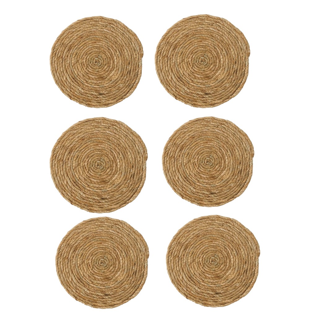 Kit 6 Sousplat Americano Redondo Palha Natural/ Rattan 38cm