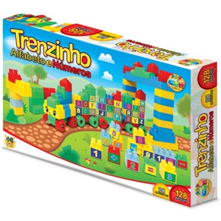 TRENZINHO ALFABETO E NÚMEROS 128 PEÇAS GGB BLOCOS DE MONTAR BRINQUEDO EDUCATIVO MATEMÁTICA KIDS em Oferta na Shopee