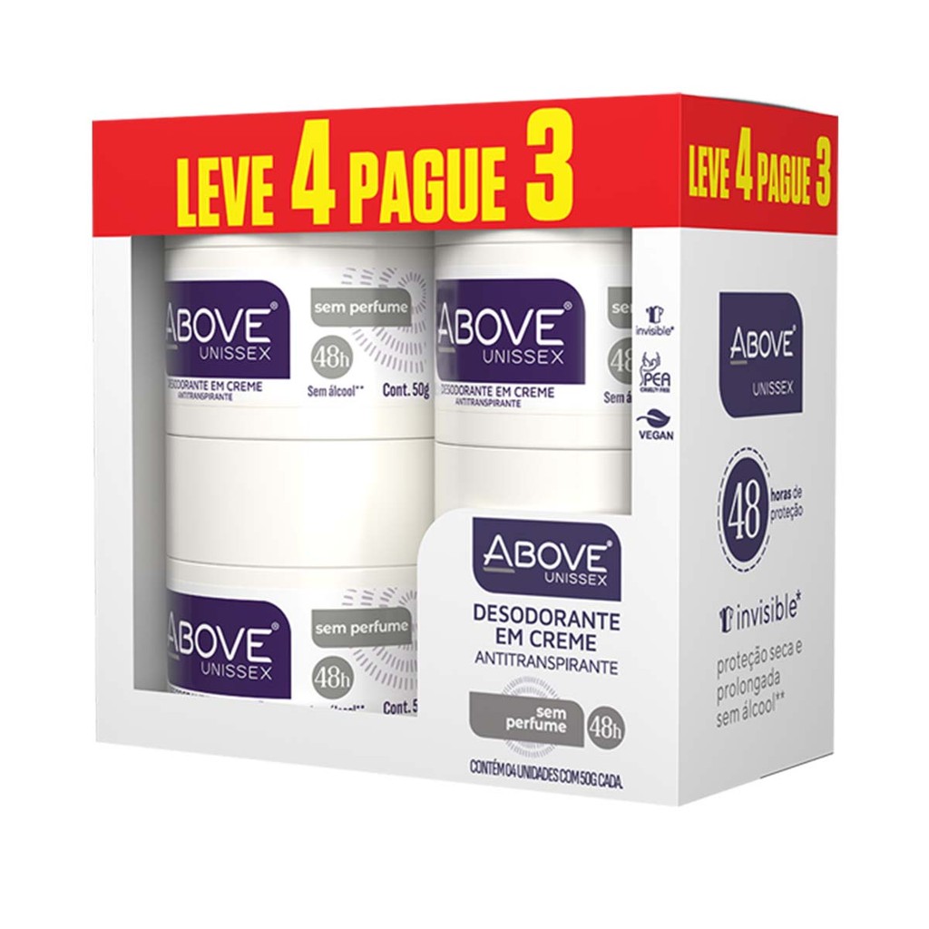 Kit Desodorante Above Creme 50g Lv4Pg3 S/Perfume