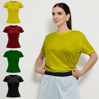Kit 5 Camisas Academia Feminina Básica Dry Fit Tradicional