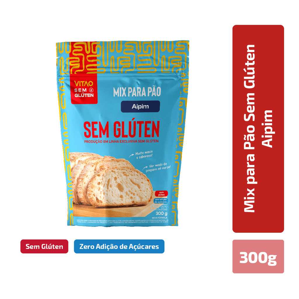 Detalhes do Kit Mix Pão Aipim Sem Glúten 300G - 4 Unidades
