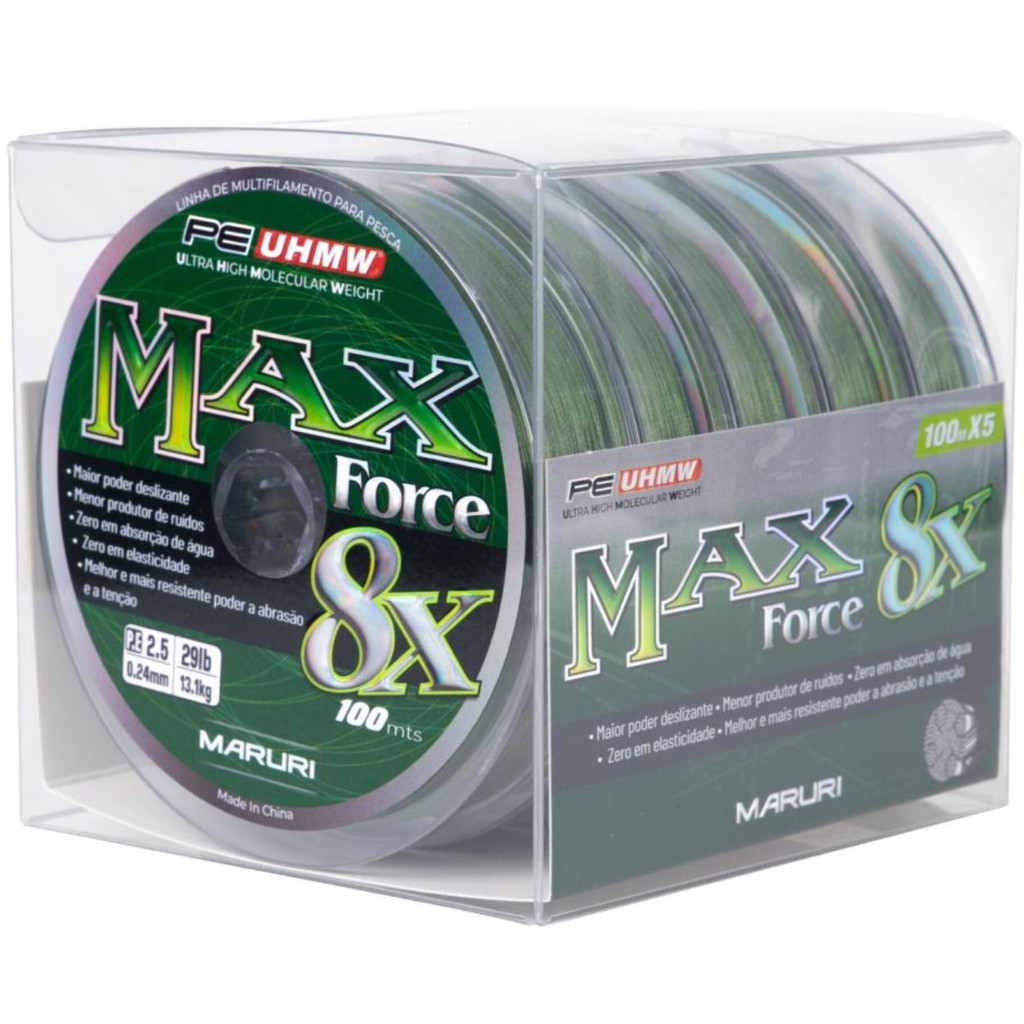 Caixa Linha Maruri Multifilamento Max Force 8X Oliva 500m em Oferta na Shopee