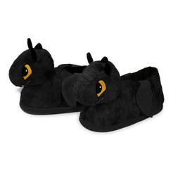 Pantufa Pelúcia 3D Dragão Preto Antiderrapante Importway