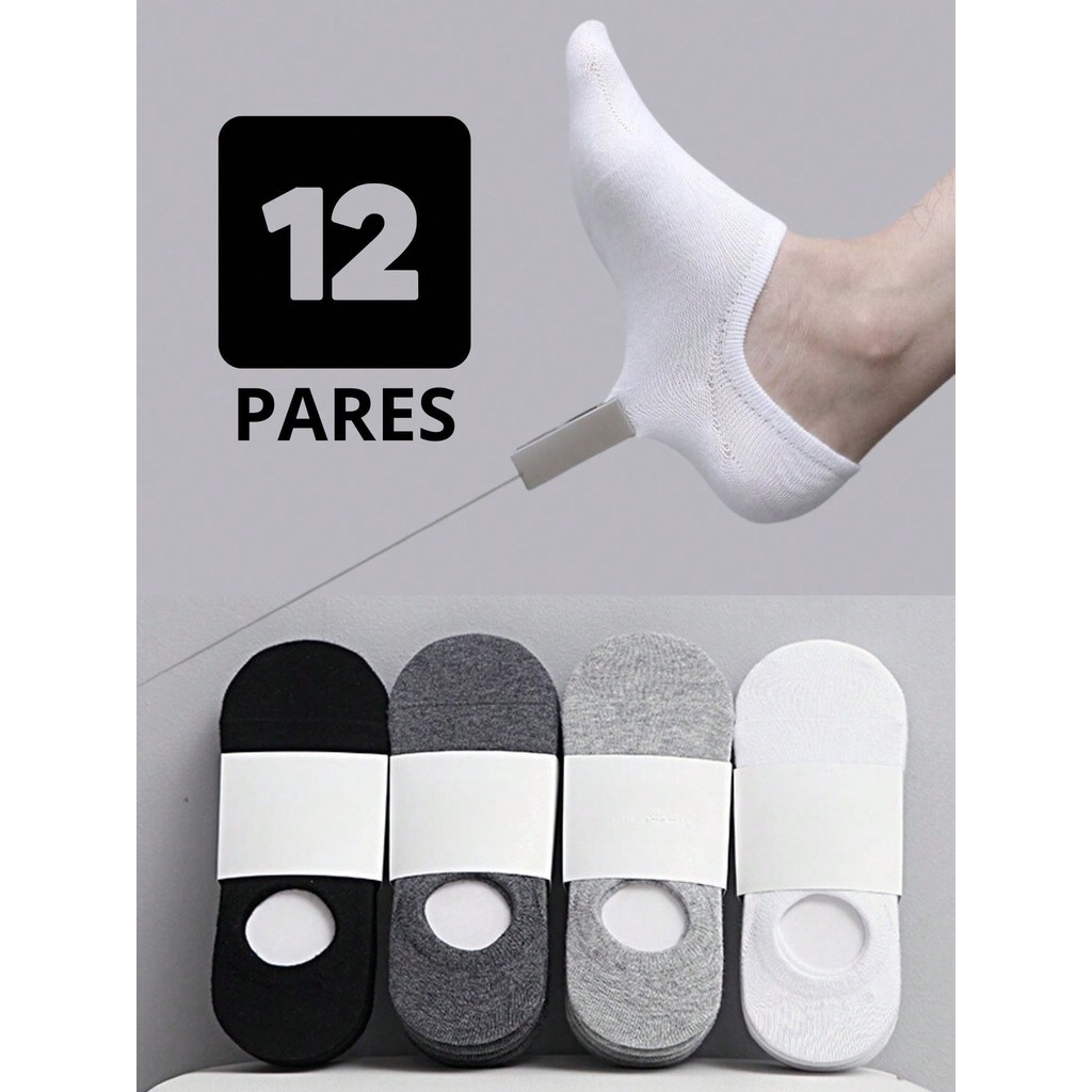 Kit com 12 Pares de meias soquete  Sortidas Algodão Cano curto Confort Sortidas unisex