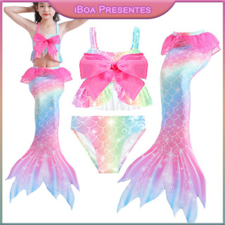 Conjunto De Biquíni Para Meninas Cauda De Sereia Infantil em Oferta na Shopee