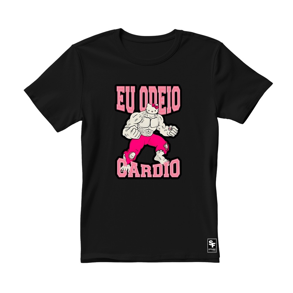 Camiseta Estampada em Alta Resolução "eu odeio cardio" 100% Algodão Academia Treino