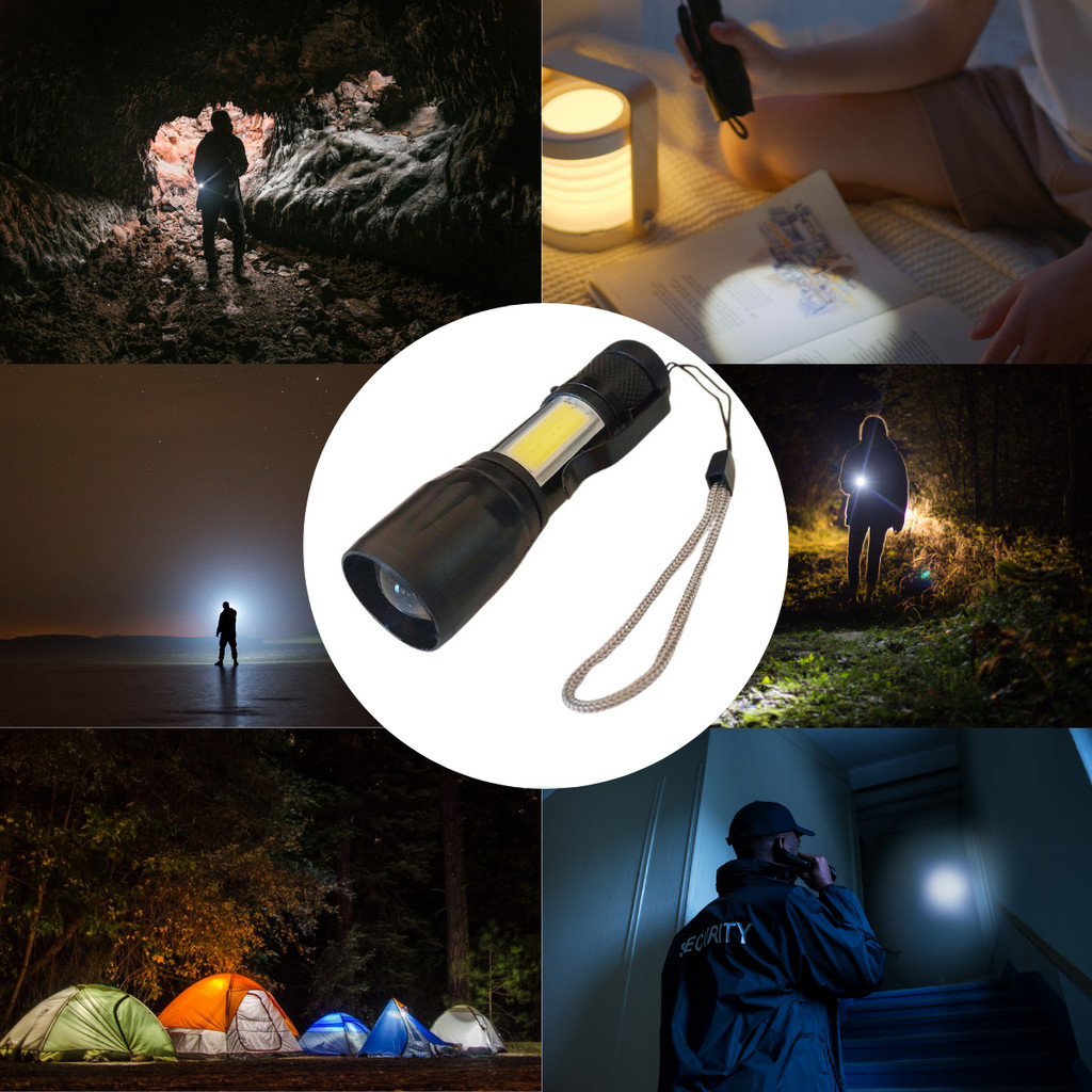 Lanterna Mini Recarregável Usb Com Luz De Led Iluminação Tática 3 Modos e Zoom Portátil Para Camping em Oferta na Shopee
