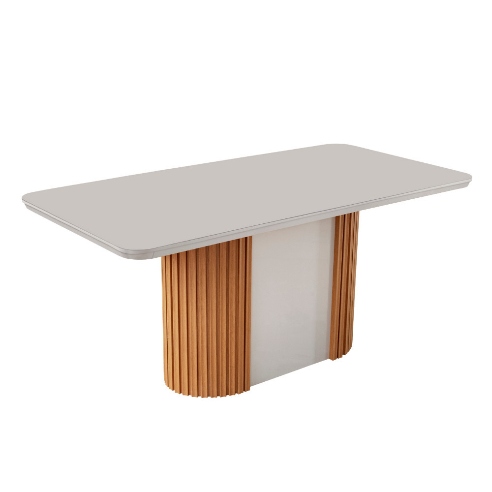 Mesa de Jantar Aspen 180cm Tampo Mdf e Vidro Canto Copo Moderna Mobília em Oferta na Shopee