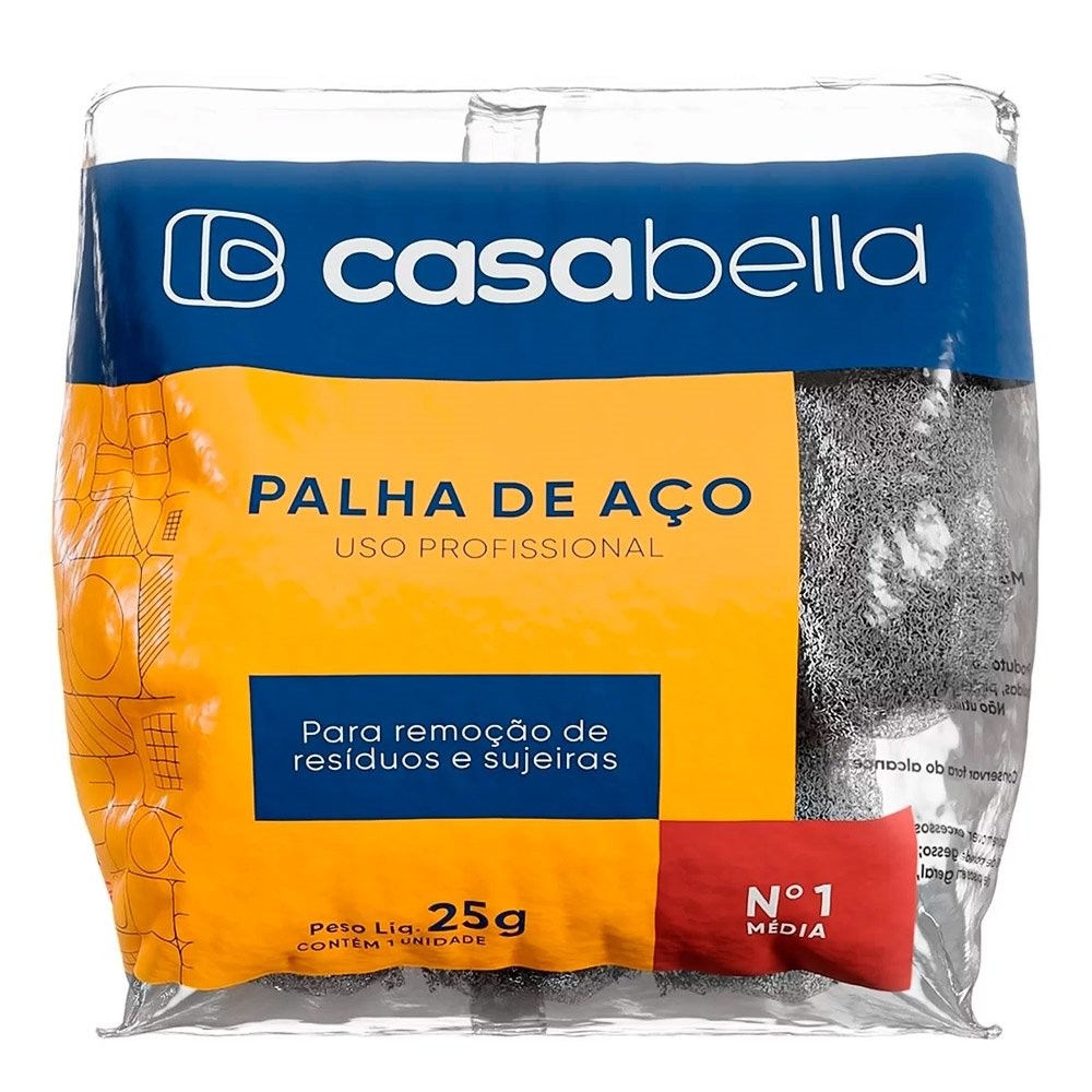 Palha de Aço Casabella Média Número 1 Uso Profissional 25g - Embalagem com 20 Unidades em Oferta na Shopee