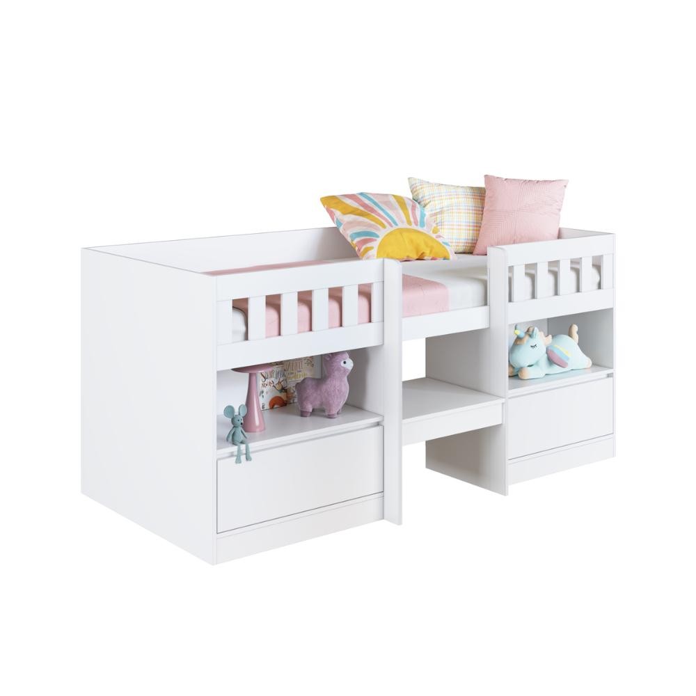 Cama Multifuncional Infantil Solteiro com 2 Portas 2 Nichos CI6080 78x188cm Branco - Art In Móveis em Oferta na Shopee