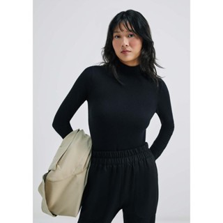 Blusa Básica Feminina Manga Longa Gola Alta Em Ribana Canelada Hering