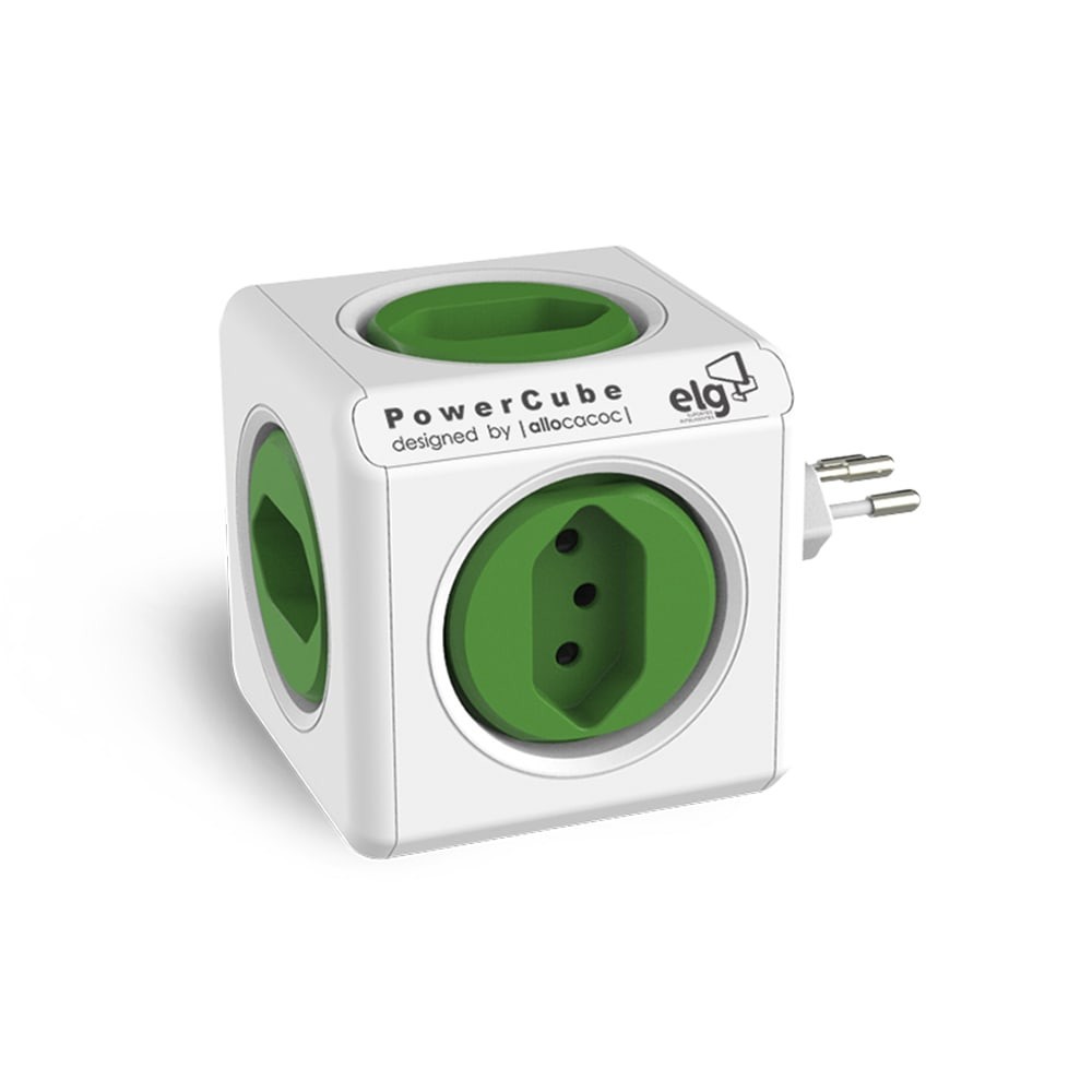 Filtro de Linha, PWC-R5, ELG, PowerCube, multiplicador com 5 entradas, 10A Bivolt - Verde e Branco - Home Appliances