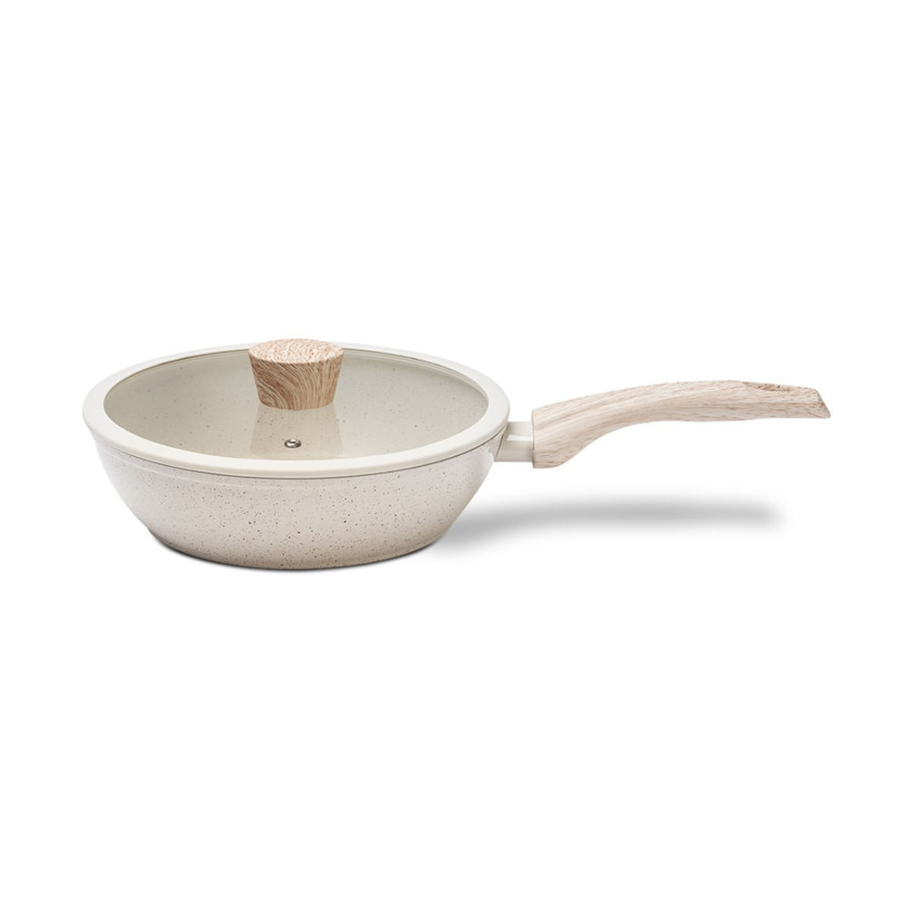 Frigideira Alta com Tampa e Indução Antiaderente Ceramic Life 24cm 2,3L Vanilla