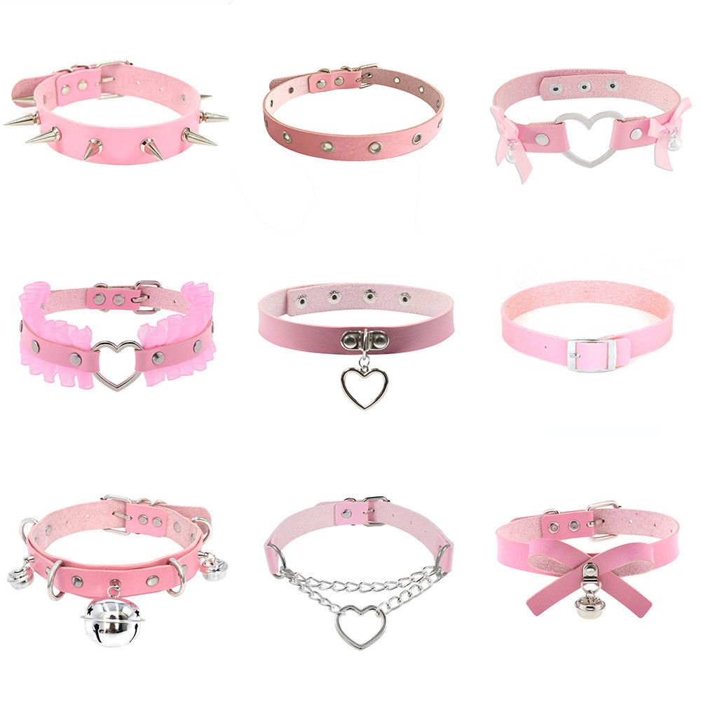 Gargantilha De Couro Rosa Sexy Para Mulheres Acessórios De Moda Feminina Festa Diária em Oferta na Shopee