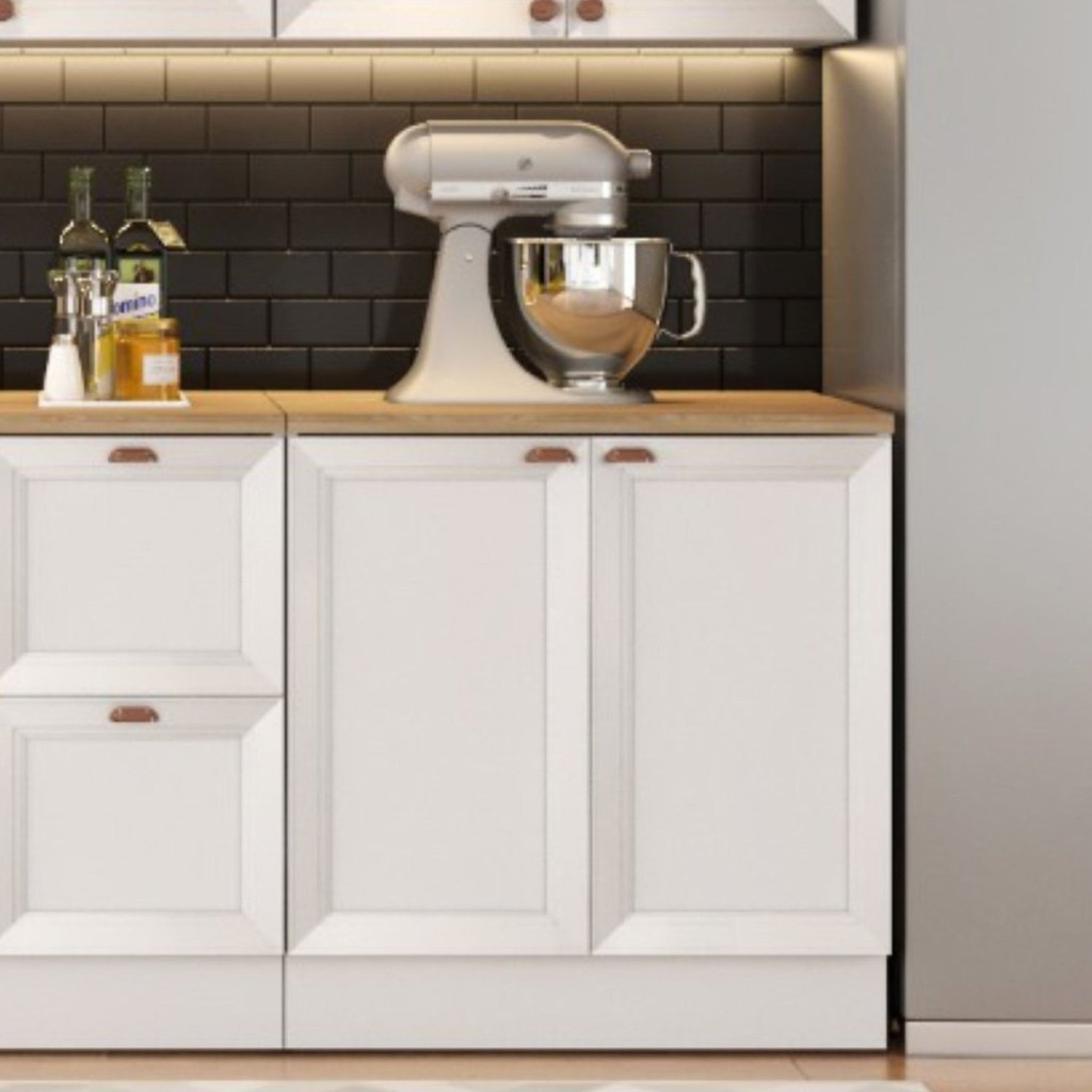Balcão de Cozinha 80cm 2 Portas sem Tampo Unna Yescasa Branco - Home & Living