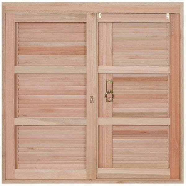 Janela de Madeira Veneziana 120x120cm com Caixilho 12cm Ewk 210 Rondosul 120cm x 120cm