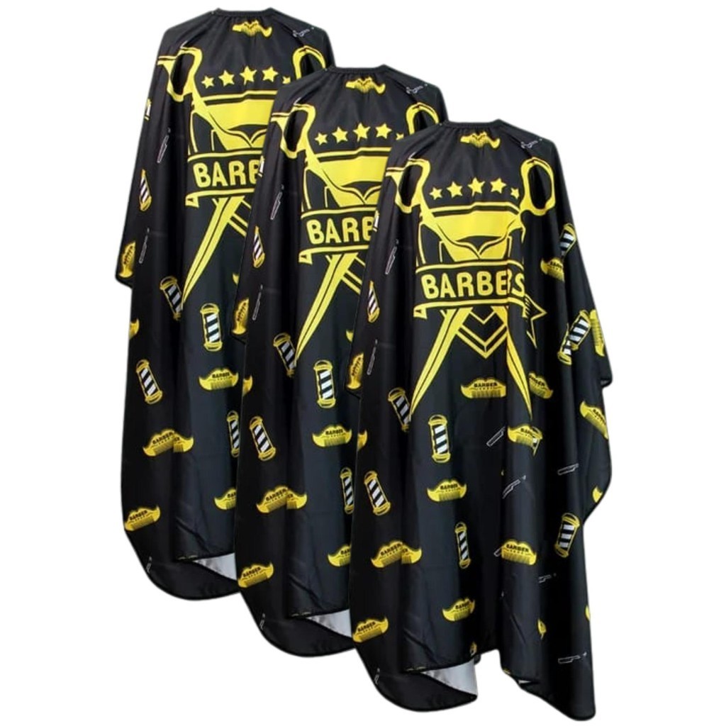 Kit 3 Capas De Corte Barbeiro Nylon Fecho Gancho Barber Shop