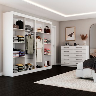 Quarto de Casal Ele e Ela Closet 8 Prateleiras Cômoda 10 Gavetas em Oferta na Shopee