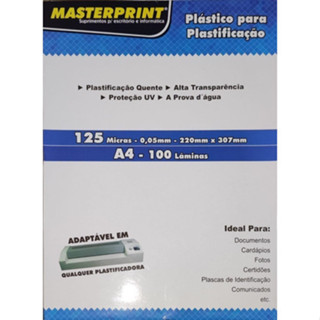 Polaseal Plástico para Plastificação Documentos Fotos 125 Micras 0,05x80x111mm Masterprint em Oferta na Shopee