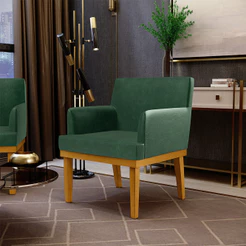 Poltrona Decorativa Para Sala De Estar E Recepção Beatriz W01 Facto Verde Musgo - Lyam Decor