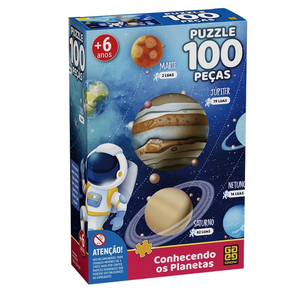 Brinquedo Infantil Quebra-Cabeça Puzzle Conhecendo os Planetas 100 Peças Grow - 03931 em Oferta na Shopee