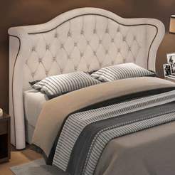 Cabeceira Cama Box King 195 cm P05 Lisboa Linho Creme - Lyam Decor