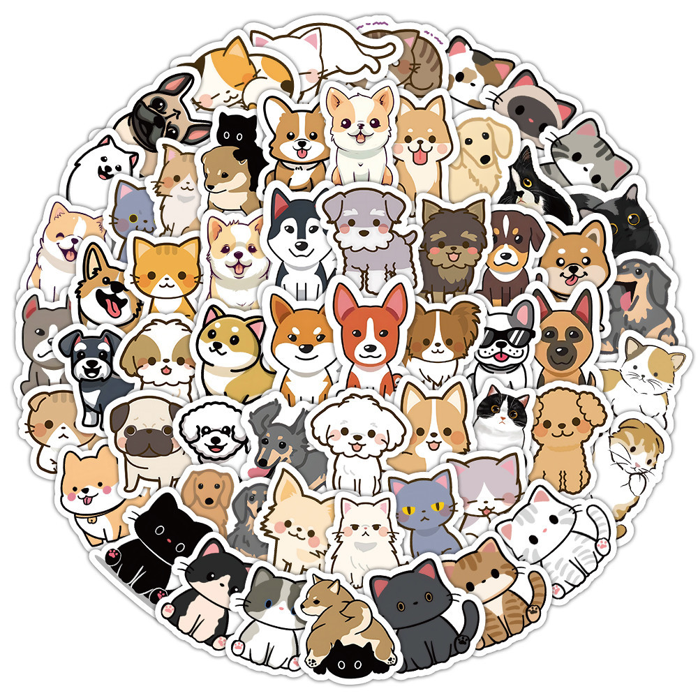 103PCS Autocolantes De Grafite De Gato E Cachorro Fofo Para Capacete De Bicicleta Decalques De Lápis LanLanStickersWorld