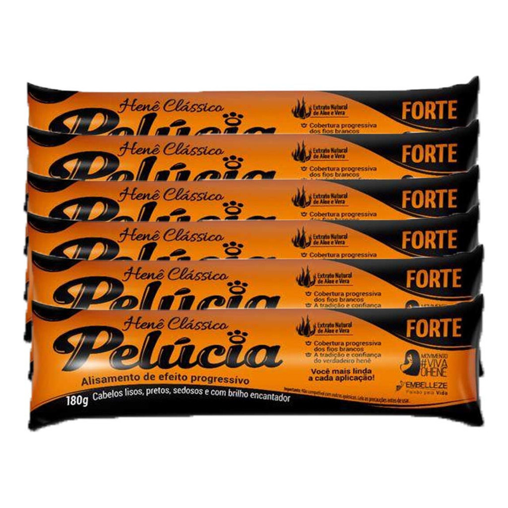Kit C/ 6 Alisante Henê Pelúcia Forte Bisnaga 180g
