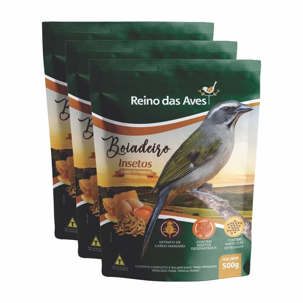 kit 3un Boiadeiro Insetos 500g - Reino das aves em Oferta na Shopee