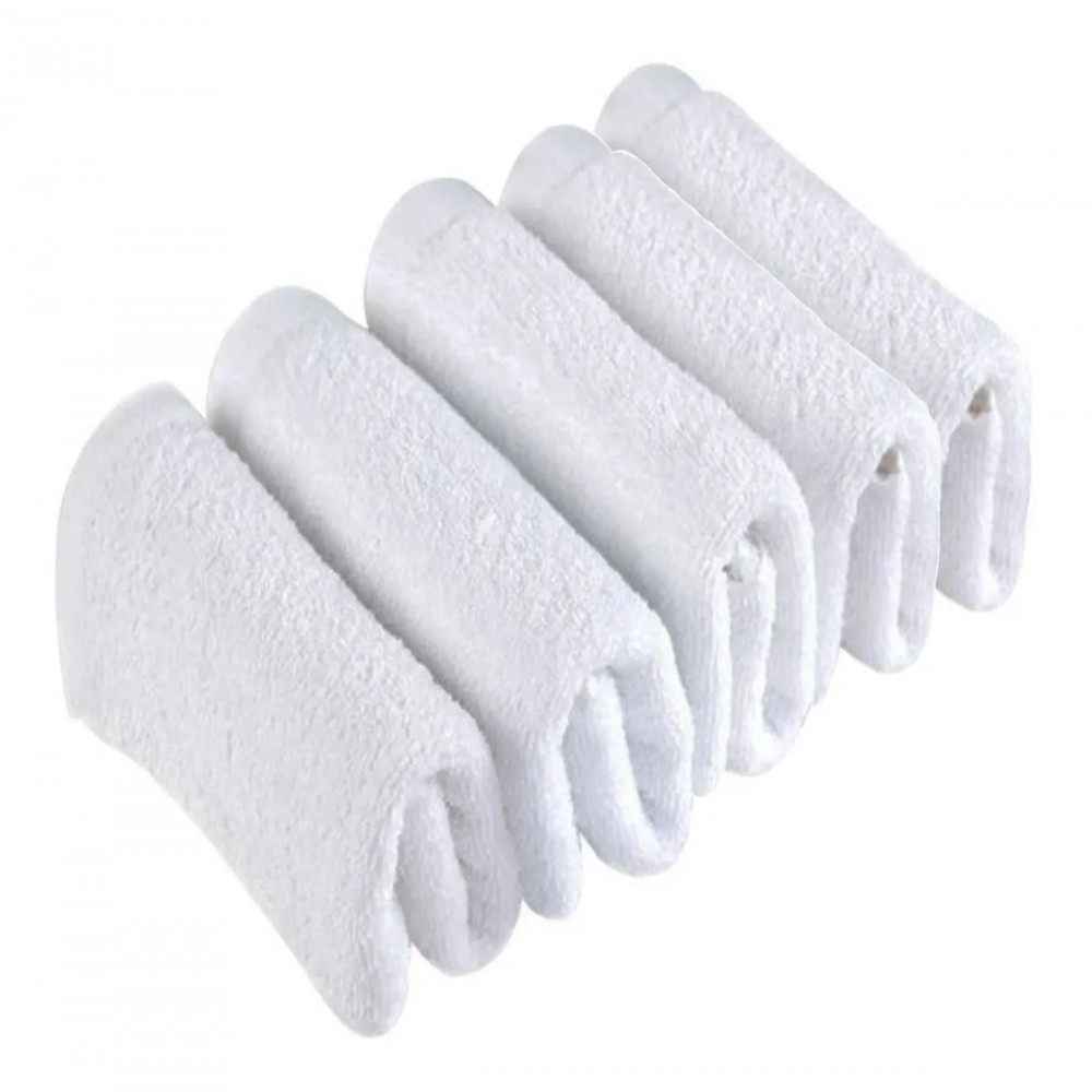 Kit 5 Toalhas de Rosto Branca Salão de Beleza 100% Algodão 40 x 65 cm Beira Rio - Home & Living