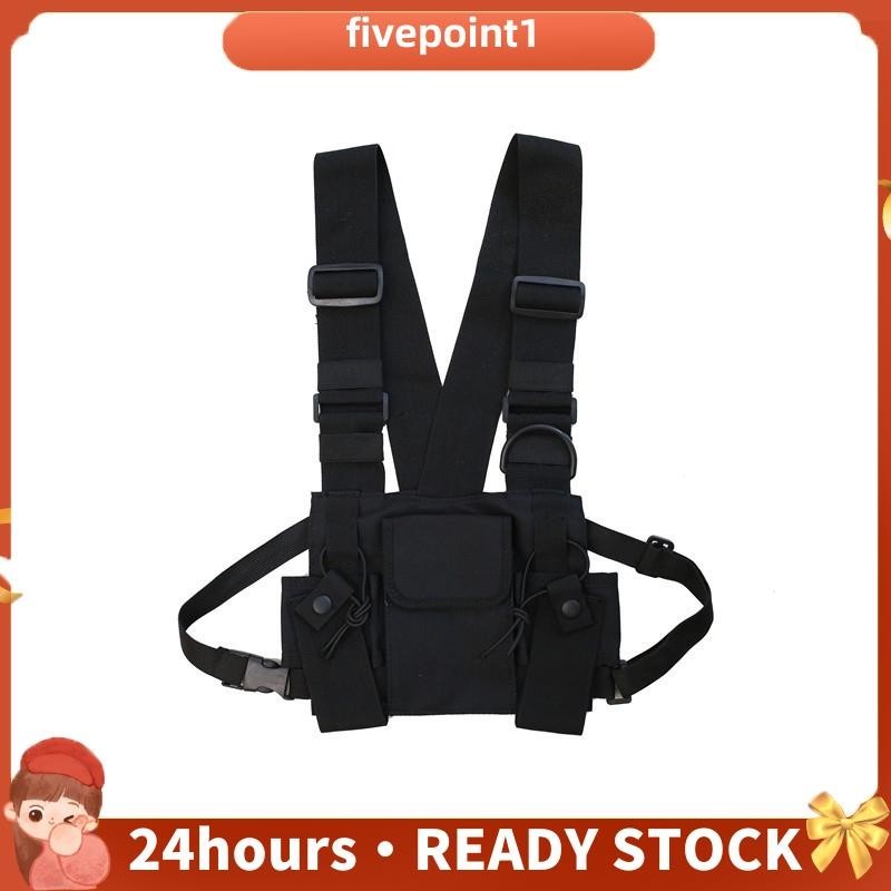 Rádio Walkie Talkie 3 Pocket Chest Pack Arnês De Saco Com Zíper Bolsa De Transporte De Colete Frontal