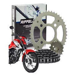 Kit Relação Tração Transmissão com Retentor Honda Cg Titan Fan 160 2015 a 2025 Original Riffel