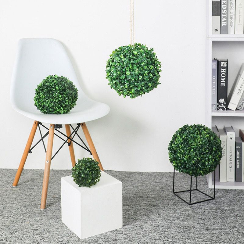 Planta artificial bola grama eucalipto pequena 13cm