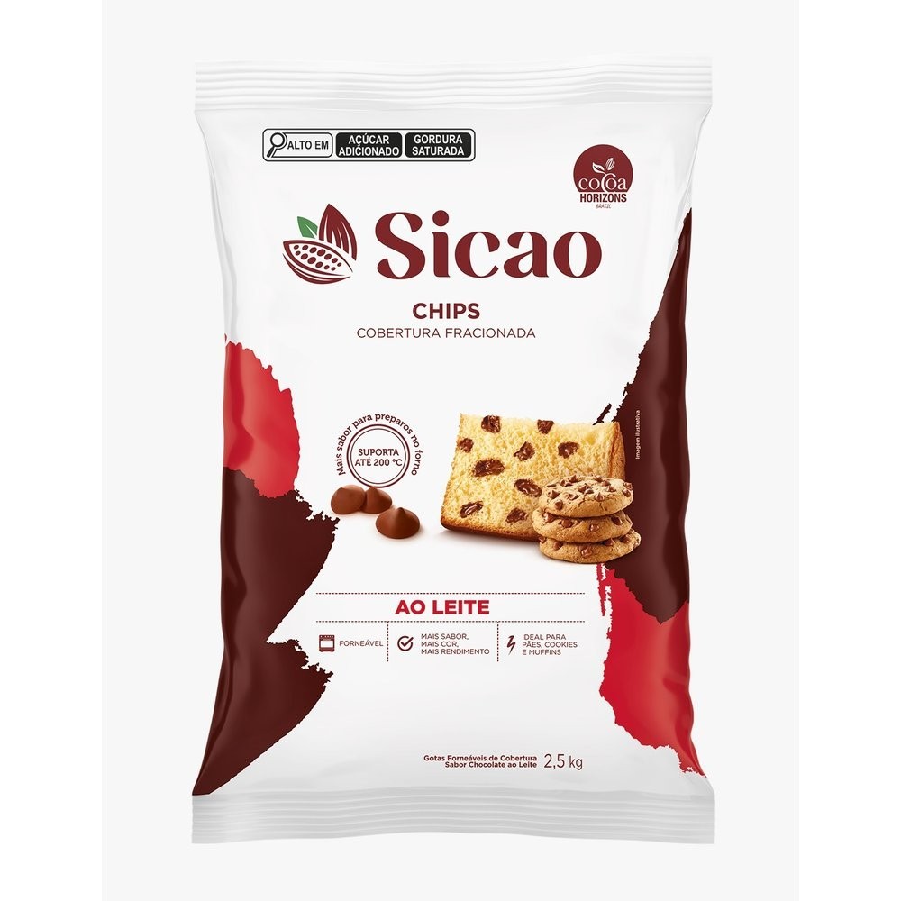 Chips Cobertura Ao Leite 2,5kg - Sicao