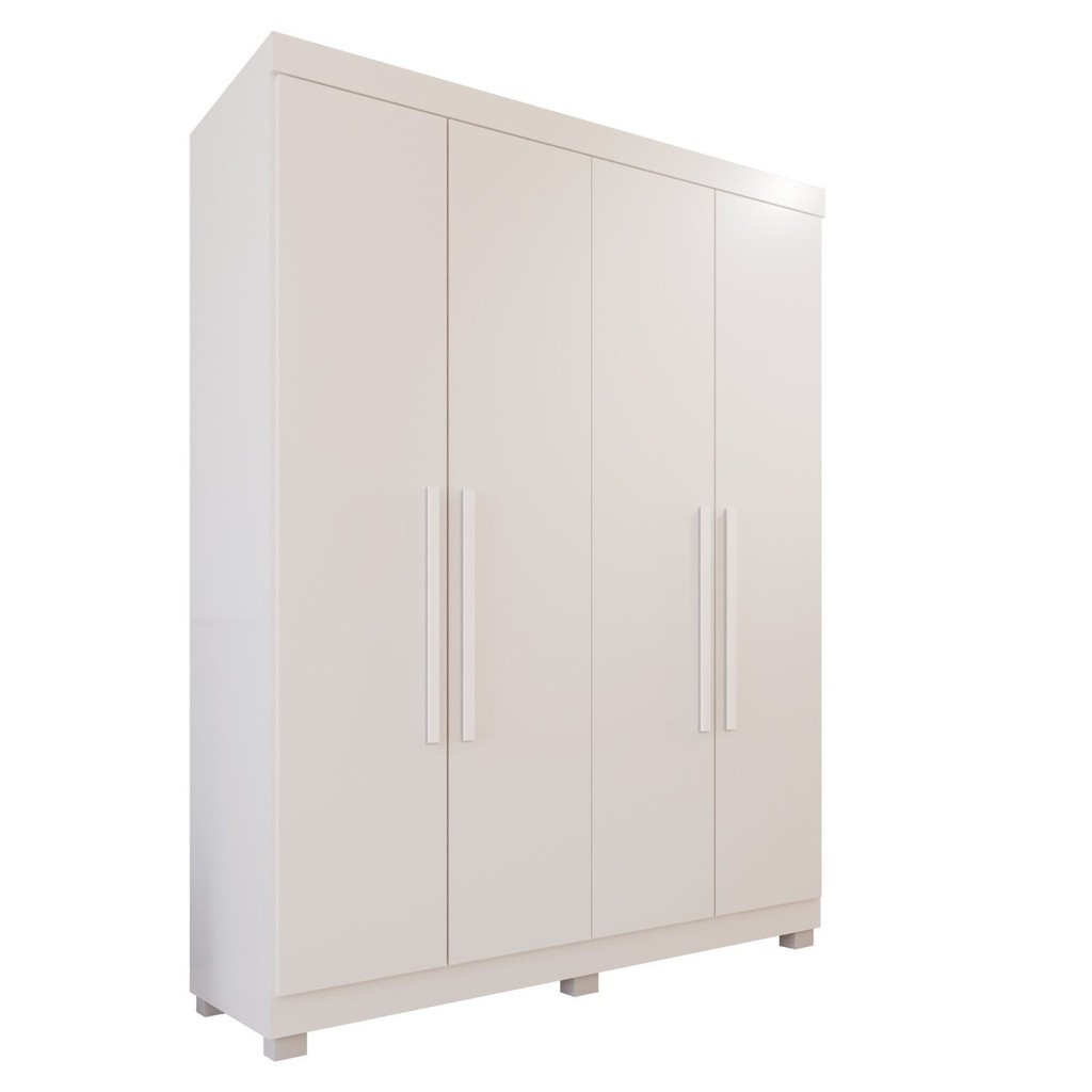 Detalhes do Guarda-roupa Solteiro 4 Portas 3 Gavetas Roma Espresso Móveis Branco