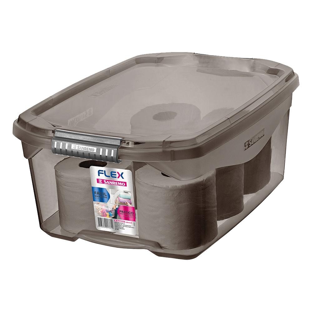 Caixa Organizadora Sanremo Flex 20 Litros Fumê - SR931/20 - Home & Living