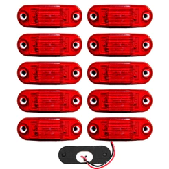 10 Lanterna Vigia Ônibus Caminhão 2 LED Vermelha BIVOLT com Chicote