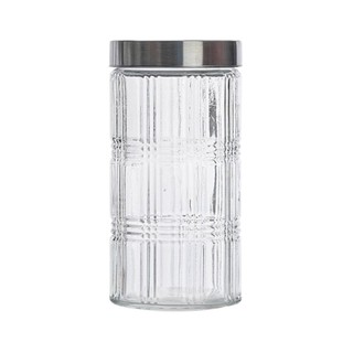 Pote Porta Mantimento Vidro Redondo Tampa Inox Elegance 1,7L Cozinha Premium Armazenar - Le Bianco