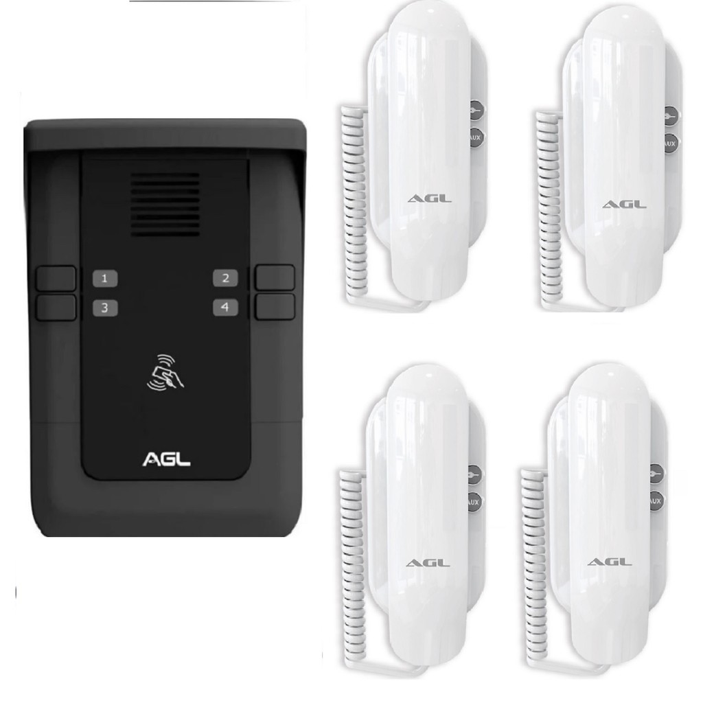 Kit De Porteiro Coletivo S-500 Montado 4 Ponto De Interfones S100