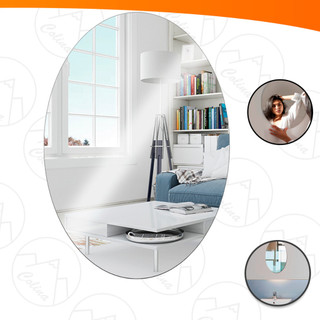 Espelho Adesivo Acrilico Oval 30x20cm Boa Nitidez Decorativo Sala Banheiro em Oferta na Shopee