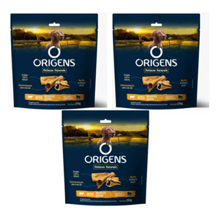Kit Com 3 Petisco Natural Origens Cães Bites Bochecha Bovina 250g em Oferta na Shopee