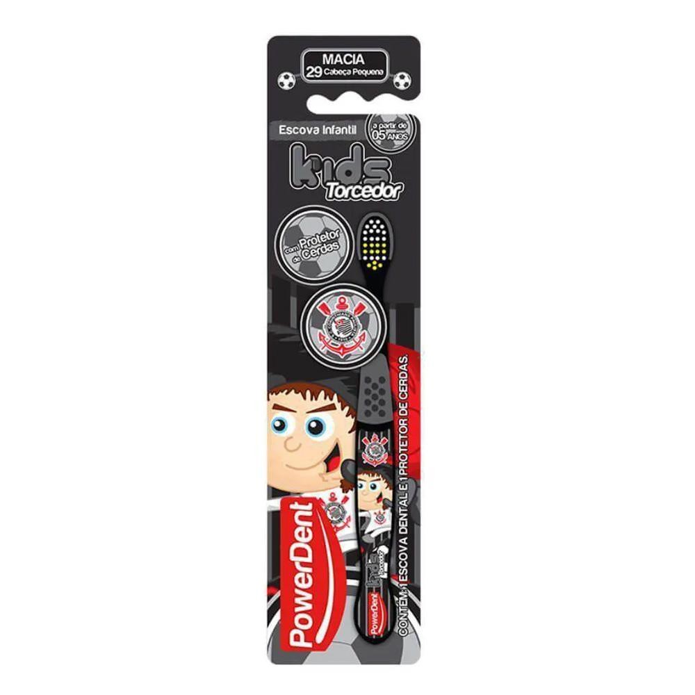 ESCOVA DENTAL KIDS TORCEDOR CORINTHIANS MACIA COM PROTETOR em Oferta na Shopee