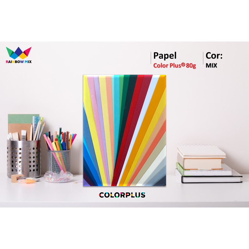 Papel Color Plus 80g - A4 Massa Colorida - 50 Folhas várias cores em Oferta na Shopee