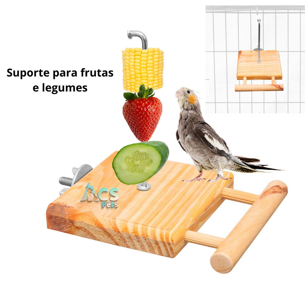 Suporte Suspenso de Frutas e Legumes Para Pássaros, Calopsita, Agapórnis e Periquito.