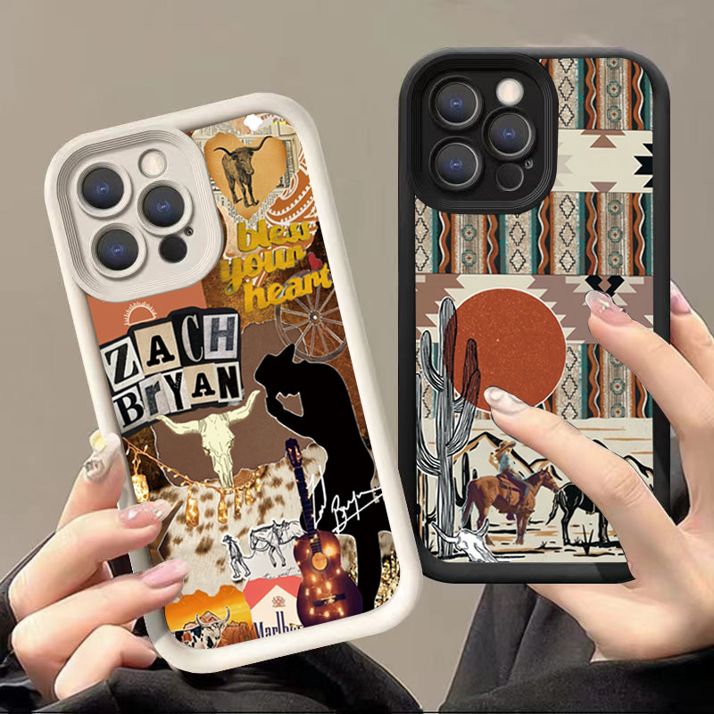Capa De Telefone Para Samsung A05 A05S A55 5G A06 A35 A25 A16 A24 A15 A54 A56 A36 A26 A52S A34 A14 A32 Cowboy Pôr Do Sol