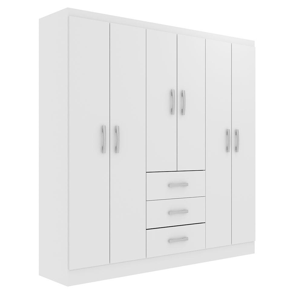 Guarda-Roupa Casal Sevilha 6 PT 2 GV Branco - Home & Living