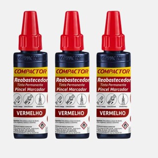 kit 3 Tintas Reabastecedoras vermelho para pincel marcador permanente cartaz compactor 30ml em Oferta na Shopee