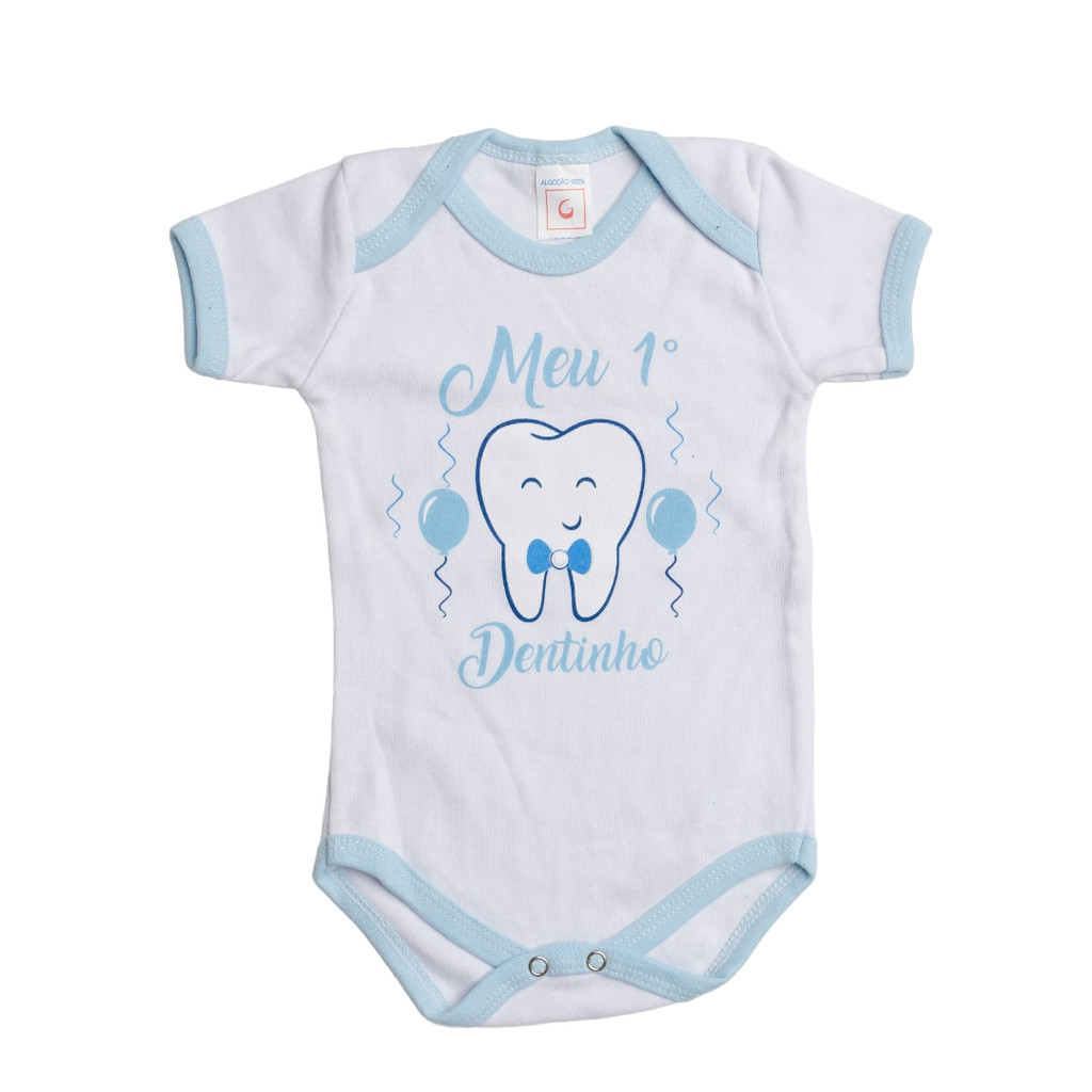 Body Bebê 1° Dentinho Azul