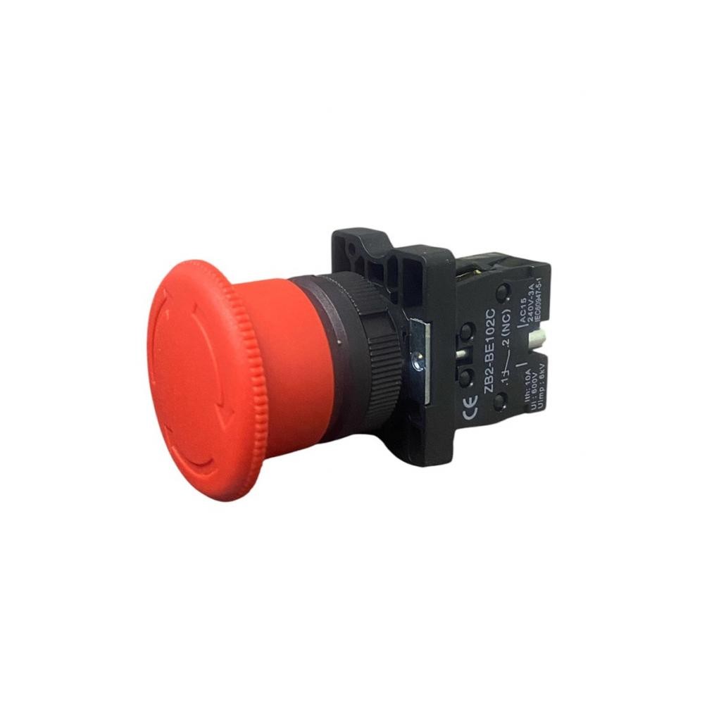 Botoeira Botão de Emergência Vermelho 22mm 1NF com trava