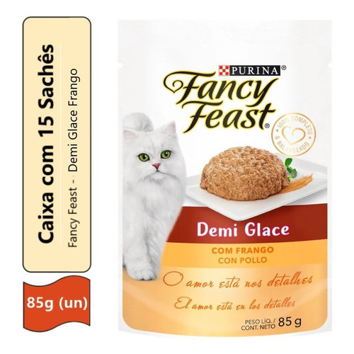Sache Fancy Feast Demi Glace Ração Úmida Gatos Frango 15 Unidades 85g em Oferta na Shopee